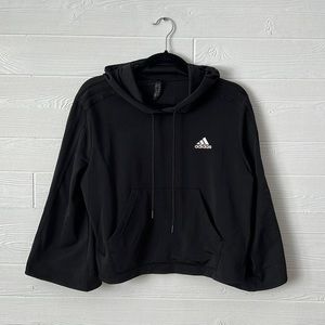 adidas black cropped wide sleeve hoodie sweatshirt size medium